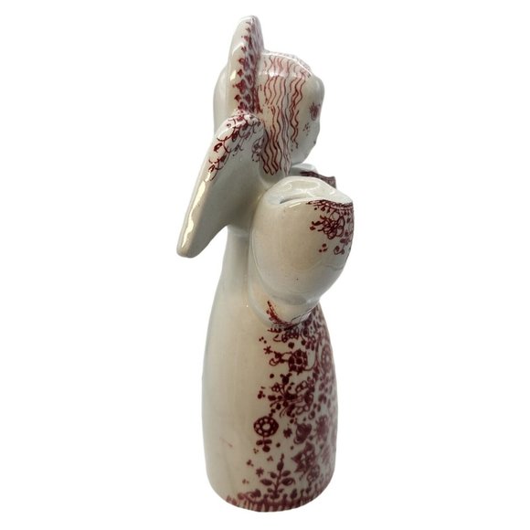 Vintage Danish Nymolle by Jacob E Bang Angel Candle Holder Red White Denmark - Picture 3 of 7
